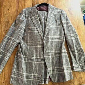 Suitsupply Havana Brown Check Suit Wool Silk 40R 38R